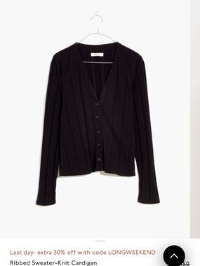Madewell Ribbed sweater knit Button Cardigan - Black